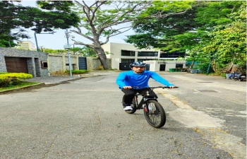 As part of AKAM, Embassy officials led by Amb. Abhishek Singh celebrating the 'World Bicycle Day'